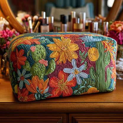 Colourful Cacti Quilted Toiletry Bag