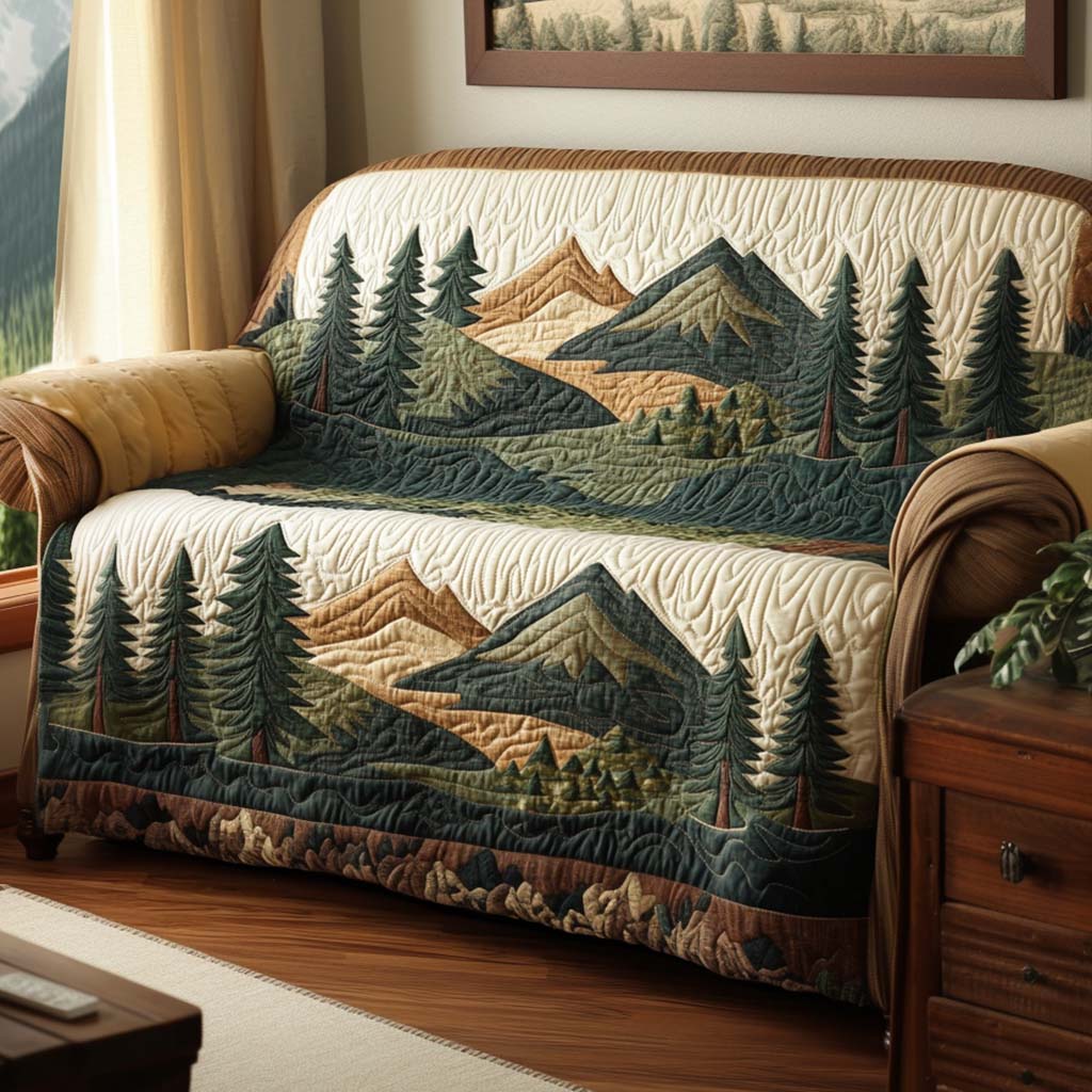 Landscape of Mountains Quilted Sofa Cover – Tressie