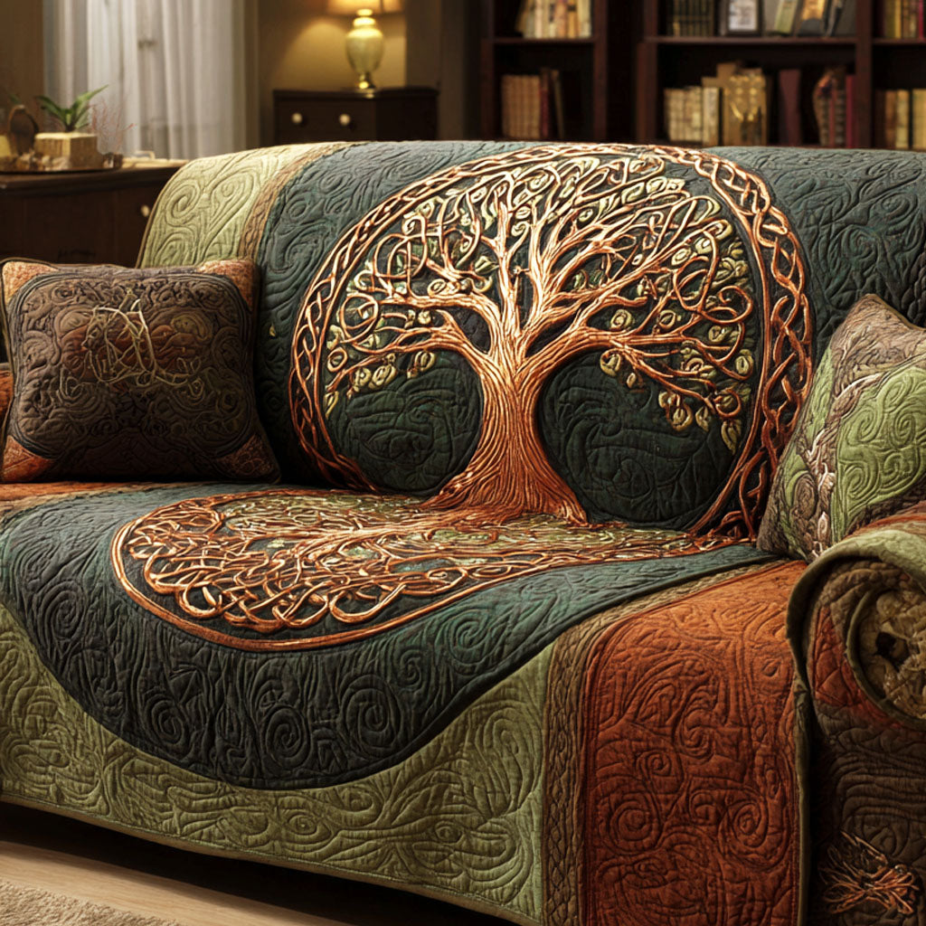 in Antique Style Quilted Sofa Cover