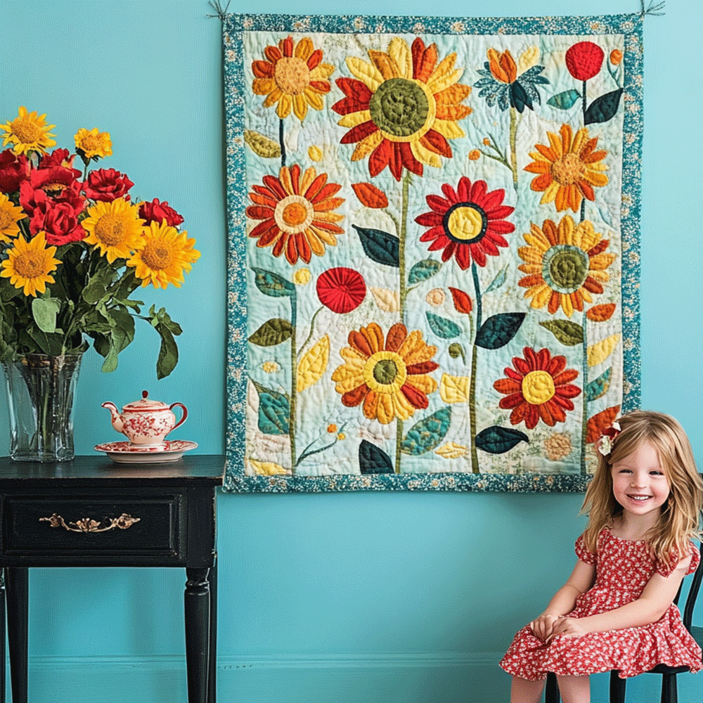 Sunflower Garden Textile Wall Art