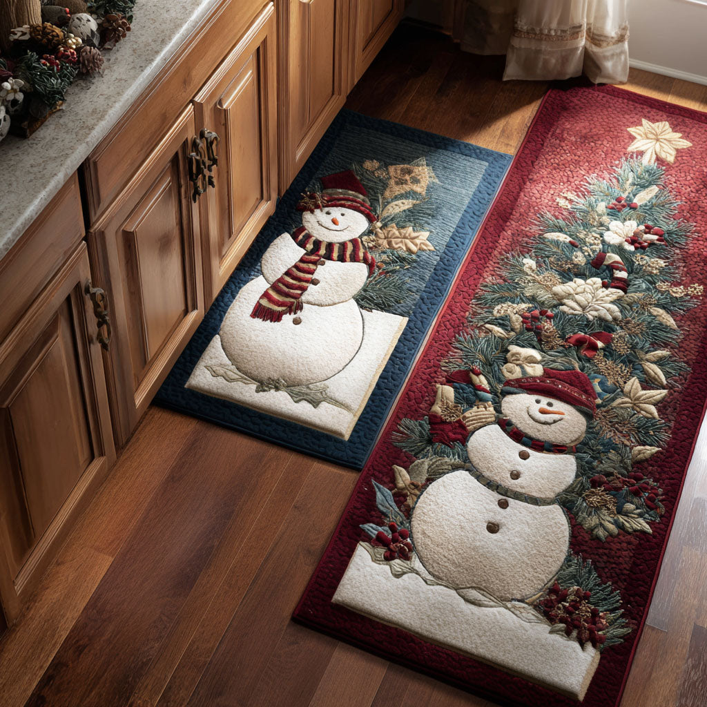 Frosty Christmas 2-Piece Kitchen Mat Set