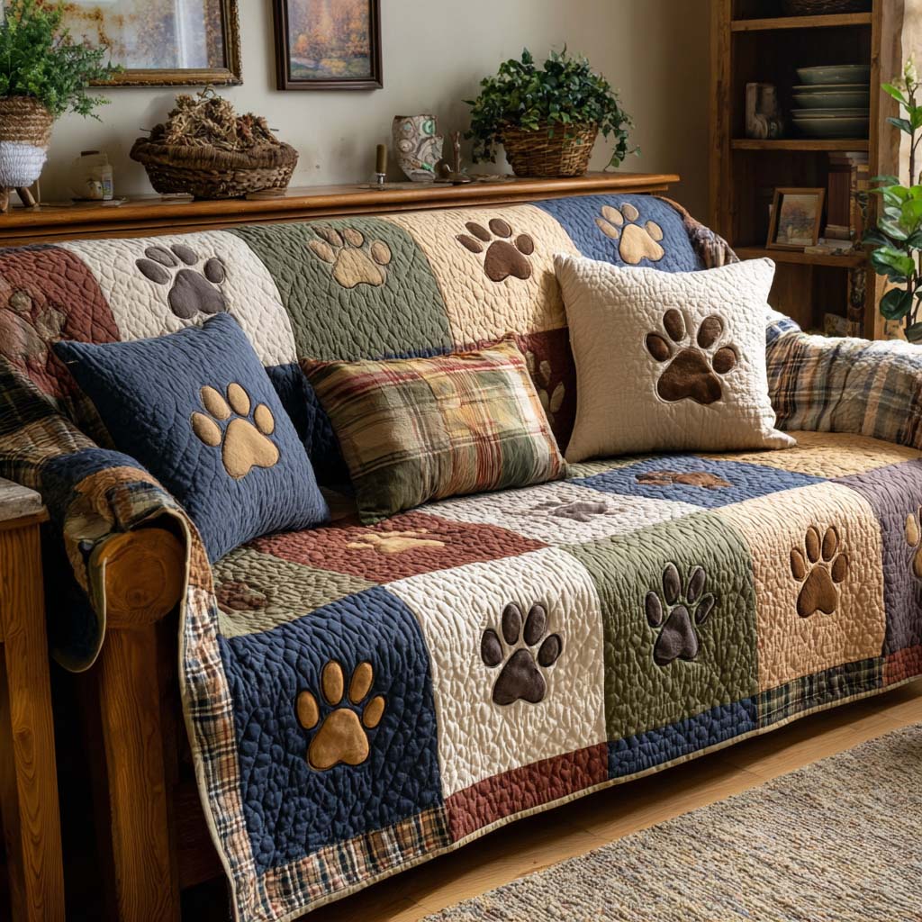 Rustic Legs Quilted Sofa Cover