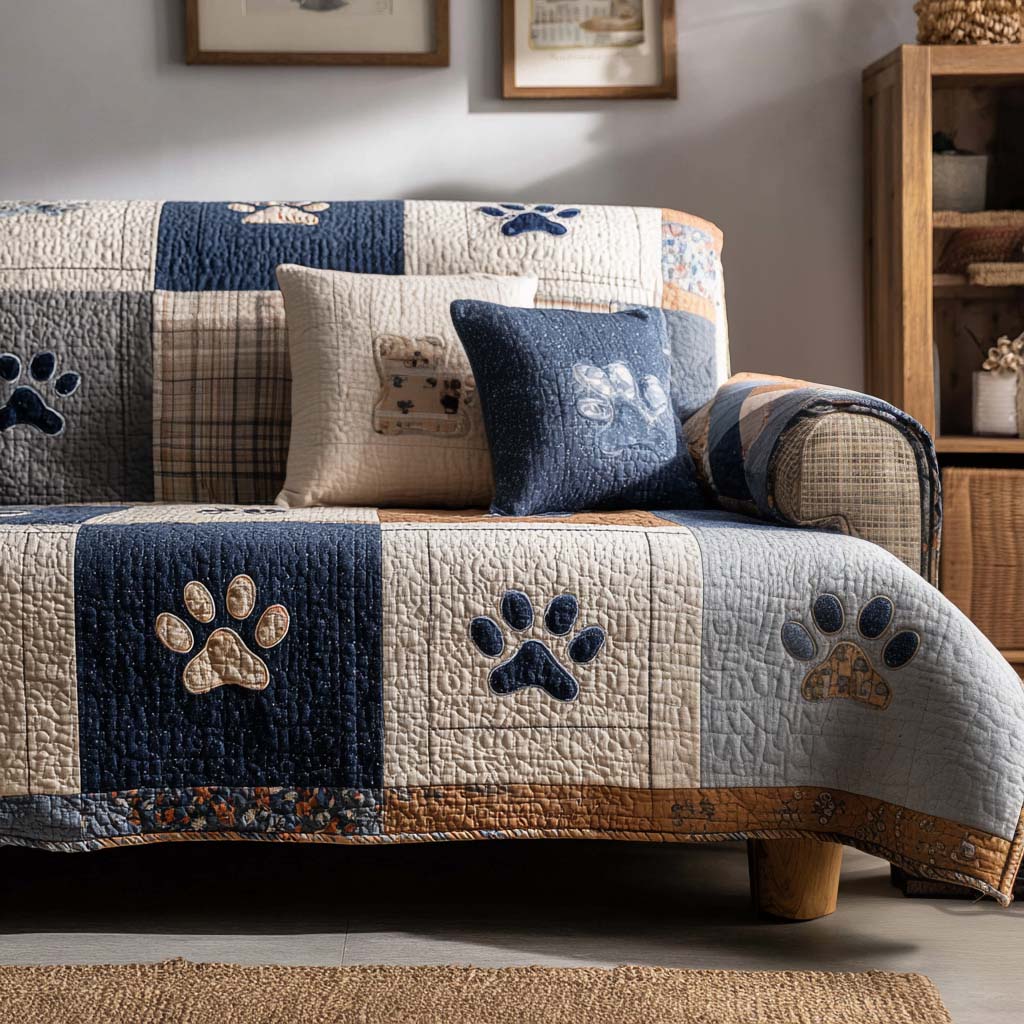 with Legs Velvet Quilted Sofa Cover