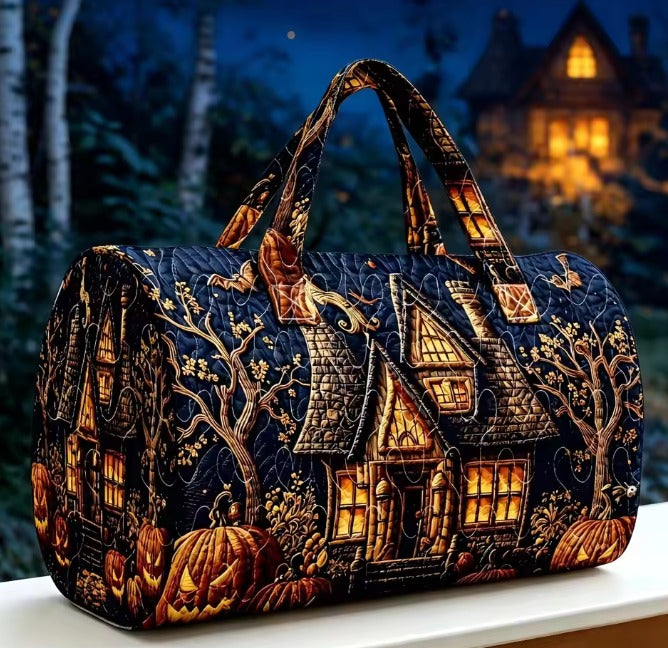 Black & Gold Haunted House Weekend Duffle Bag