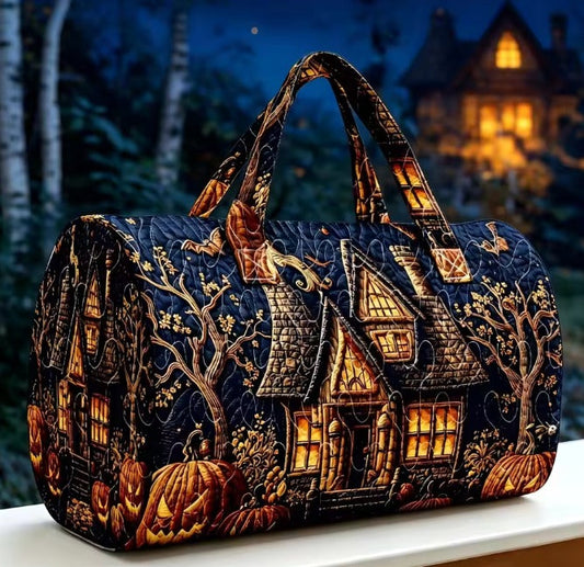 Black & Gold Haunted House Weekend Duffle Bag