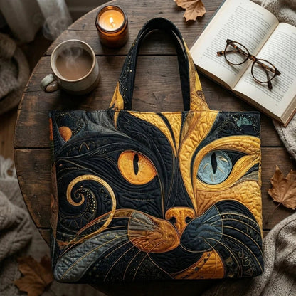 Mystical Cat Quilted Tote Bag