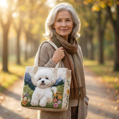 Bichon Frise Quilted Tote Bag
