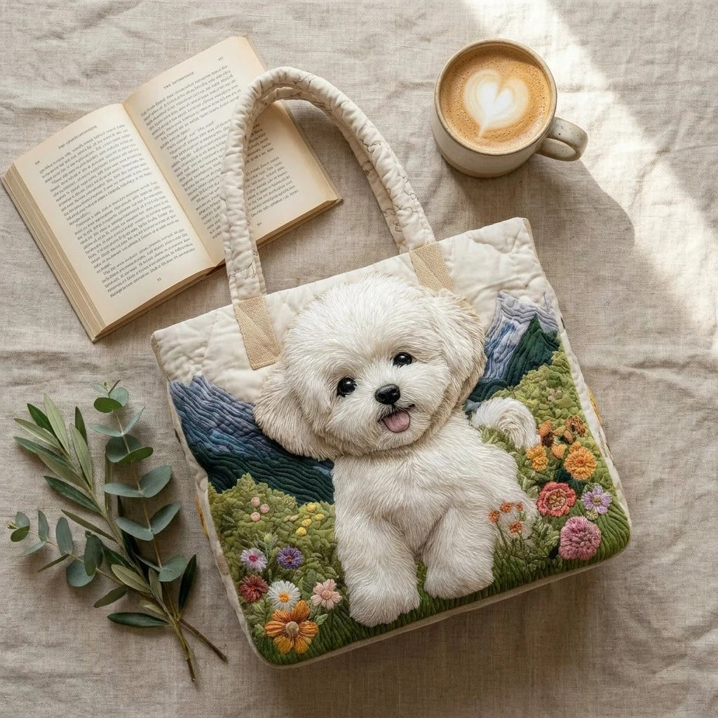 Bichon Frise Quilted Tote Bag