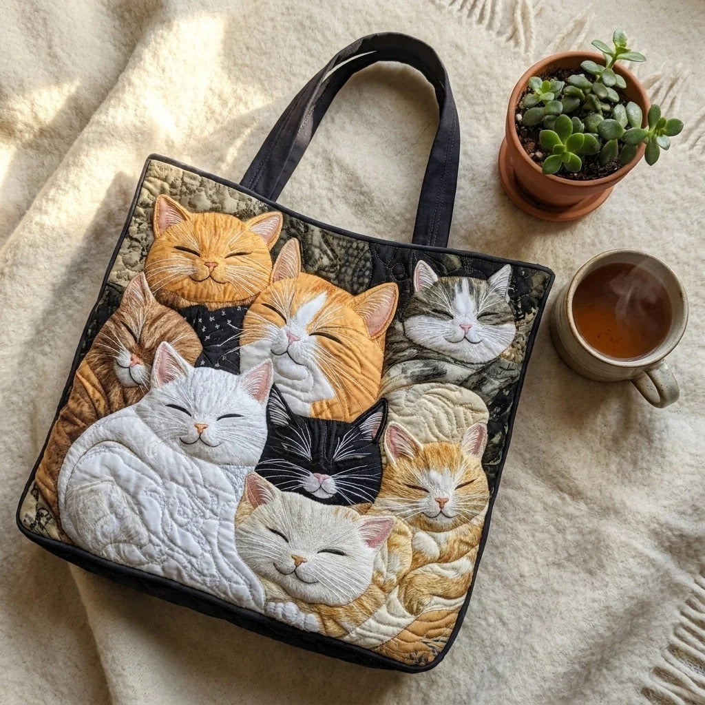 Sleeping Kittens Quilted Tote Bag