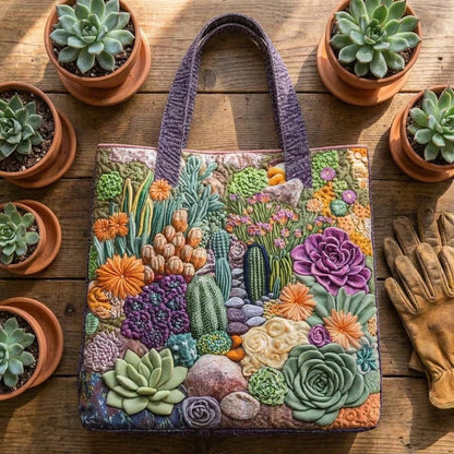Succulent Garden Quilted Tote Bag
