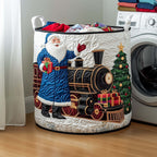 Santa Christmas Express Quilted Storage Basket